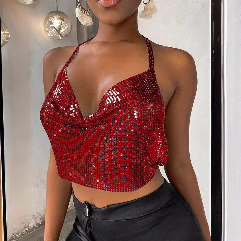 Supply Wish Best-Selling Metal Sequin Sleeveless Sling Yy1422 - Image 4