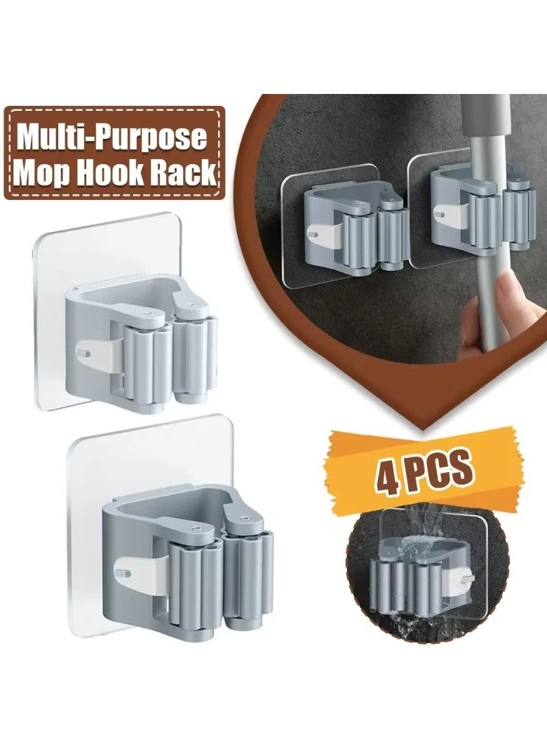 ATRJSZ - 4PCS Wall Mounted Mop Organizer Holder Wall Mounted Waterproof Mop Storage Rack Broom Hanger Hooks Household Tools - Image 1