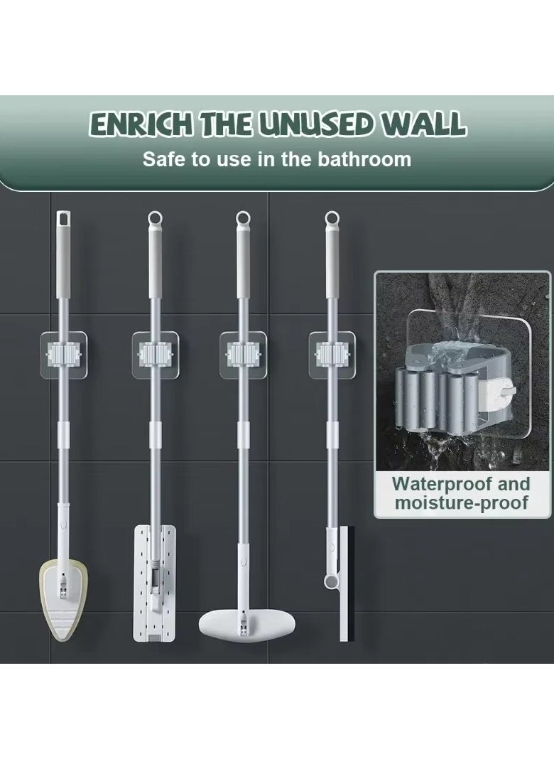 ATRJSZ - 4PCS Wall Mounted Mop Organizer Holder Wall Mounted Waterproof Mop Storage Rack Broom Hanger Hooks Household Tools - Image 1