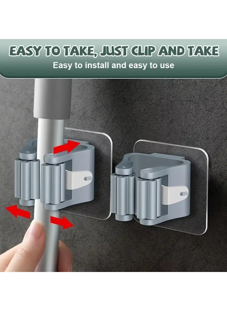 ATRJSZ - 4PCS Wall Mounted Mop Organizer Holder Wall Mounted Waterproof Mop Storage Rack Broom Hanger Hooks Household Tools - Image 1