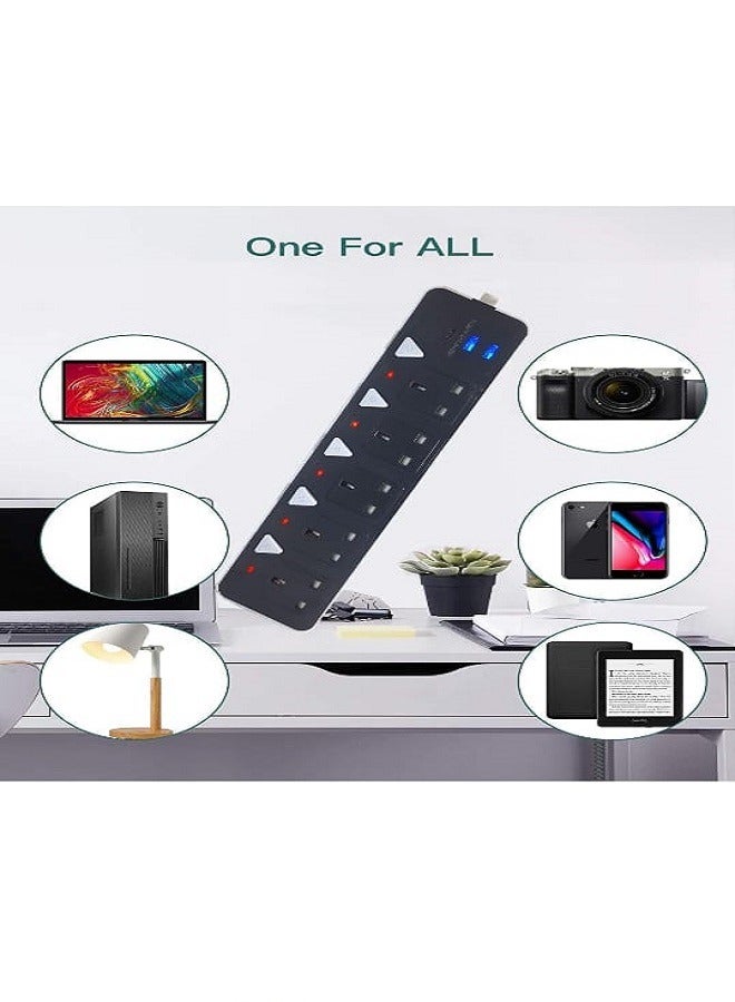 5-Socket Power Strip with 2 USB & 1 Type-C Port | 5-Meter Extension Cord | Surge Protector | Fast Charging | Multi-Device Compatibility | Home & Office Essential  - Image 3