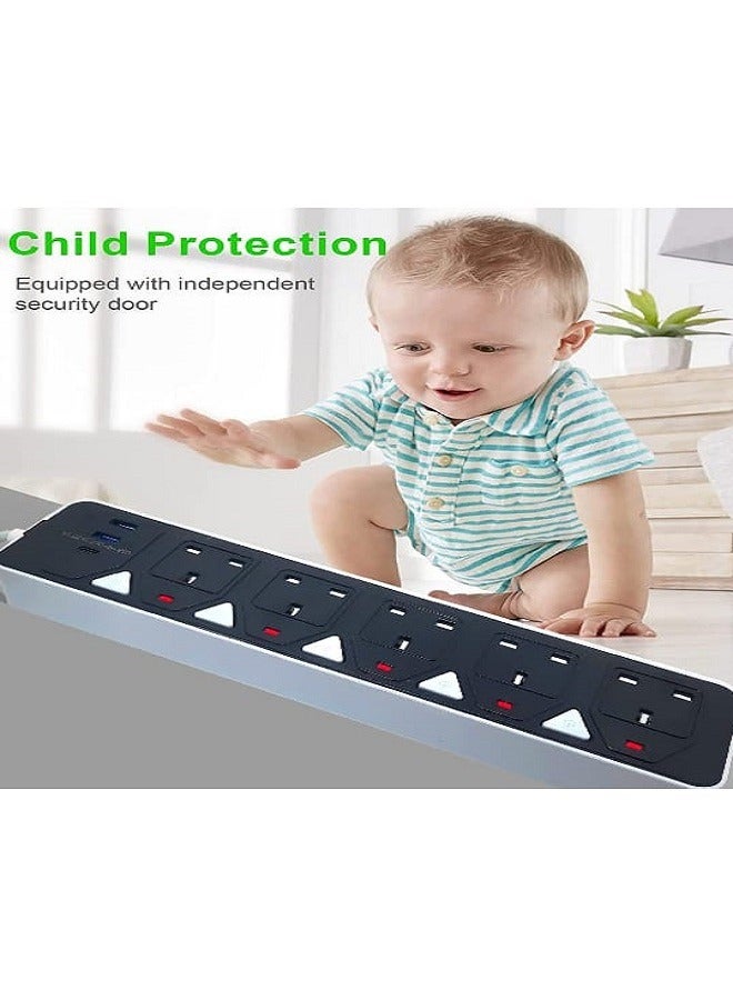 5-Socket Power Strip with 2 USB & 1 Type-C Port | 5-Meter Extension Cord | Surge Protector | Fast Charging | Multi-Device Compatibility | Home & Office Essential  - Image 5