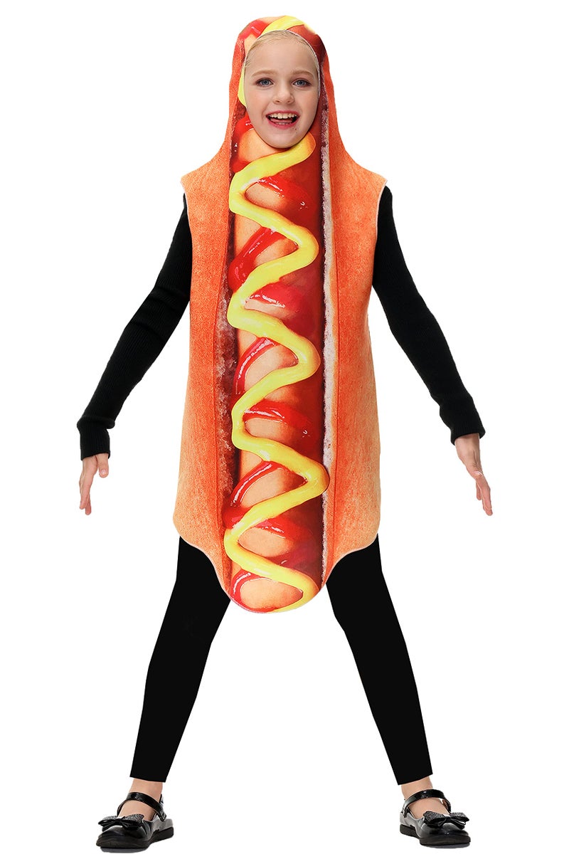 AOBUTE Boys Halloween Food Costumes Hotdog Unisex Child Cute Girls Hot Dog Mascot Costume Tunic 1113 Years