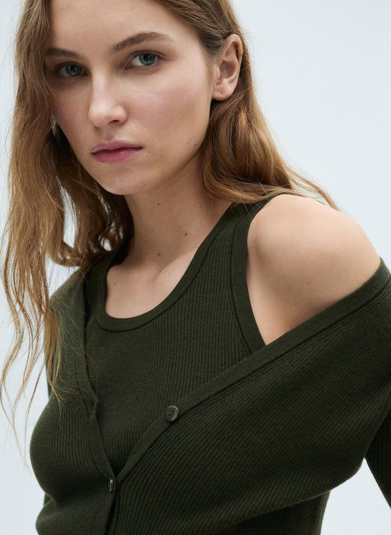 MANGO V-Neck Knitted Cardigan  - Image 4