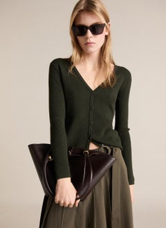 MANGO V-Neck Knitted Cardigan  - Image 1