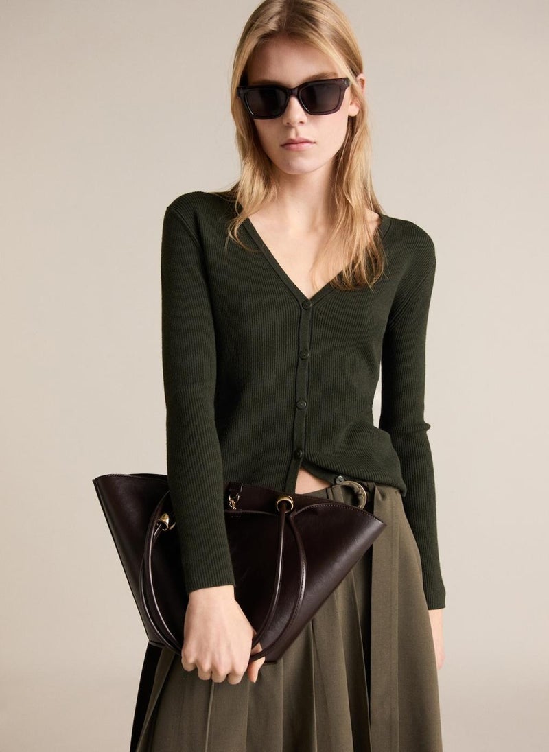 MANGO V-Neck Knitted Cardigan  - Image 1
