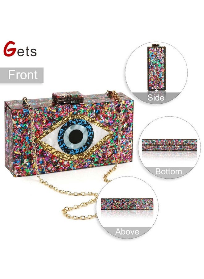 Gets - Acrylic Clutch Purses For Women Evening Bag Eyes Multicolor Perspex Box Clutch Glitter Purse Handbags Crossbody Bag (A Multicolor) - Image 1