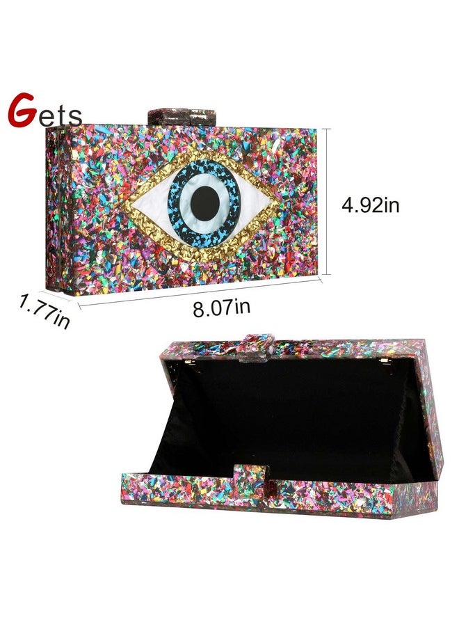 Gets - Acrylic Clutch Purses For Women Evening Bag Eyes Multicolor Perspex Box Clutch Glitter Purse Handbags Crossbody Bag (A Multicolor) - Image 1
