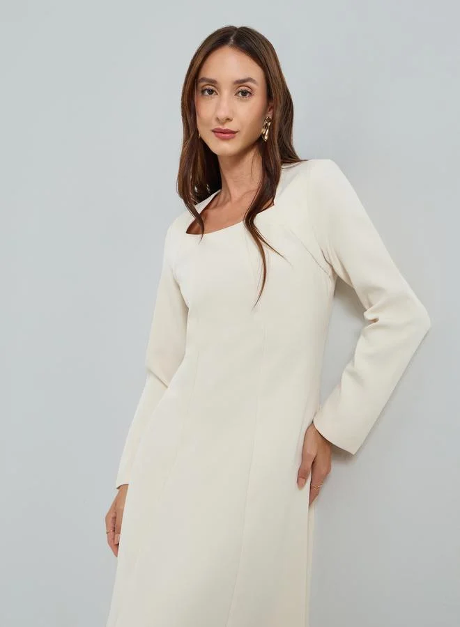 تايك تو فستان ميدي بياقة مربعة وحافة واسعة