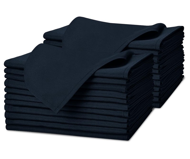 Avalon Kitchen Cloth Napkins Pack of 24  Navy Blue Napkin 17x17 Inches Linen Napkins  100 Polyester Dinner Napkins Durable and Absorbent with Hemmed Edges Ideal for Parties and Wedding