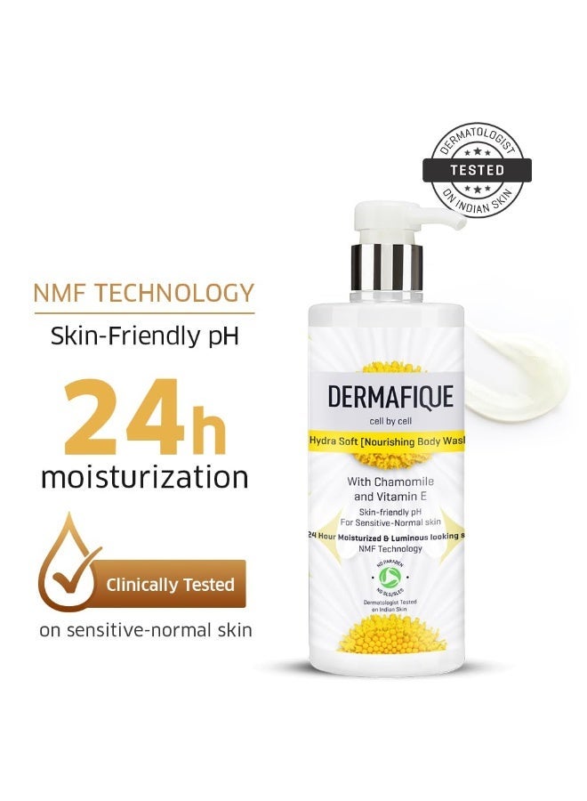Dermafique Hydra Soft Nourishing Body Wash 500ml, Showergel for Women & Men, 24 hrs Moisturization, No Parabens/SLS/SLES, With Hyaluronic Acid & NMF, Sensitive, Dry, Oily, Normal Skin | Dermat Tested - Image 3