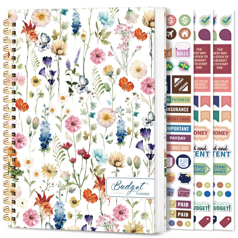 Taja Aesthetic Budget Planner - Monthly Finance Planner with Expense Tracker, Undated Bill Organizer, Budget Notebook to Manage Your Finances, Account Budget Book - Wildflowers - Image 1