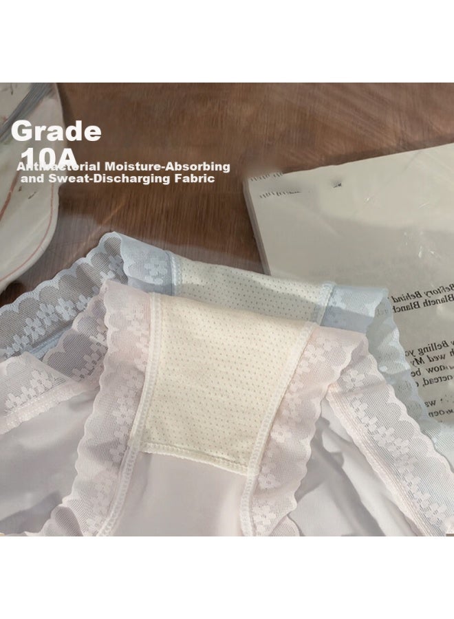 Bejirog 3-pack Lace Panties Women Comfortable Ladies Underwear Lace Teenage Mid-waist Breathable Triangle Bottoms - Image 1