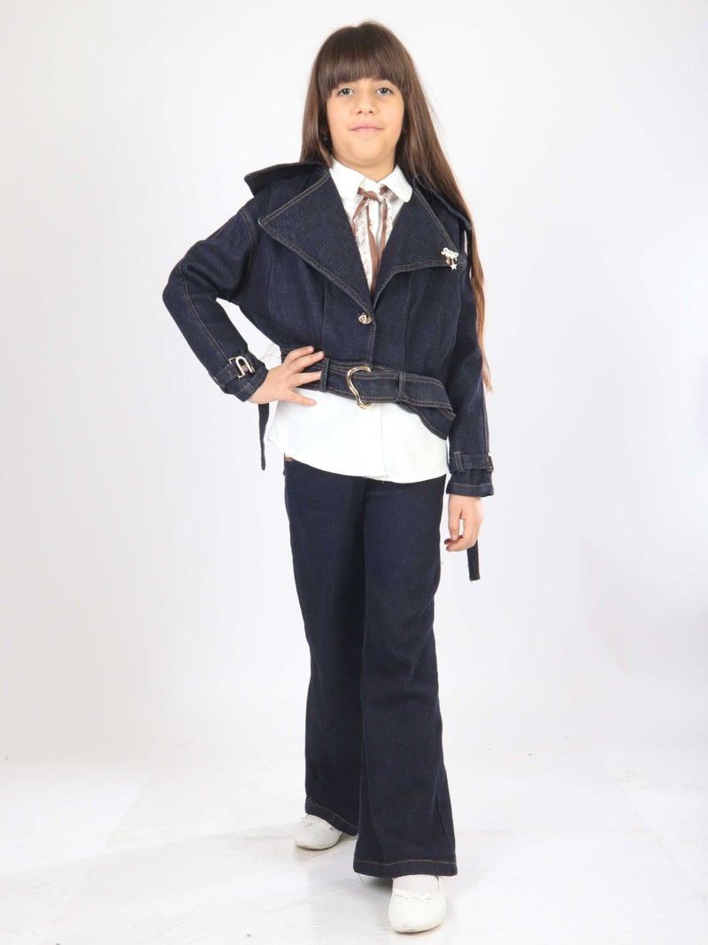 Hamada Tex Girls' three-piece clothing set for ages 7 to 14 years, 3908-4908 - Image 2