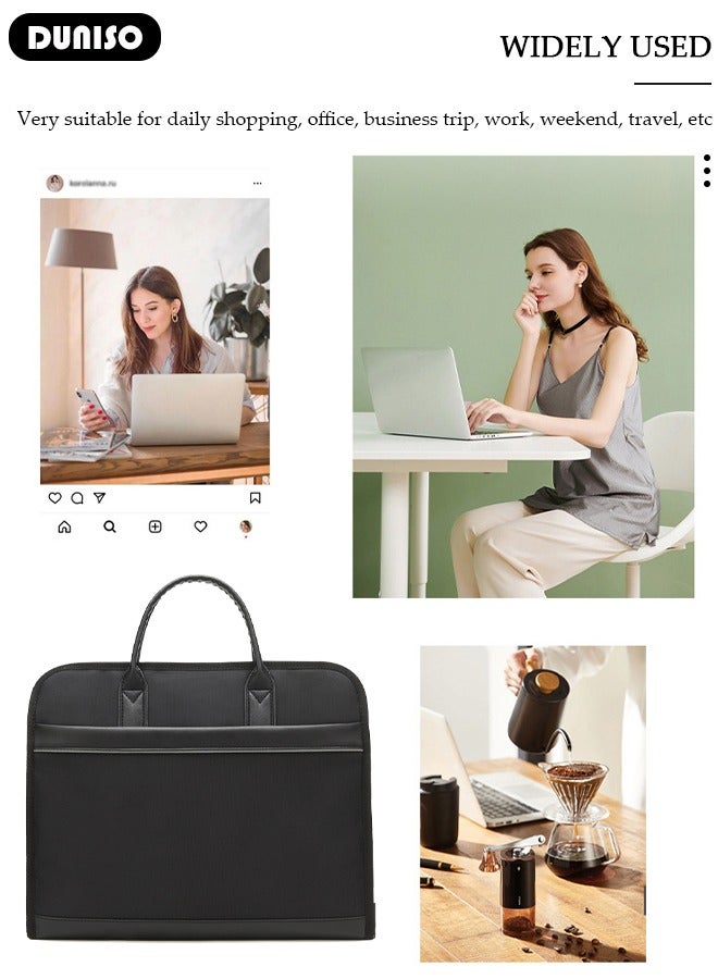 DUNISO Laptop Bag Briefcase 14 Inch Computer Bag Laptop Case for Men Women 360° Protective Laptop Shoulder Bag with Strap Large Capacity Lightweight Protective Sleeve for Laptop Computer Cases with Separate cup position Messenger Bag for Travel Business School - Image 3