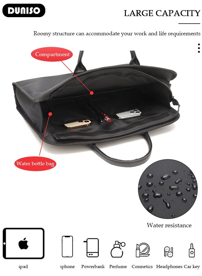 DUNISO Laptop Bag Briefcase 14 Inch Computer Bag Laptop Case for Men Women 360° Protective Laptop Shoulder Bag with Strap Large Capacity Lightweight Protective Sleeve for Laptop Computer Cases with Separate cup position Messenger Bag for Travel Business School - Image 5