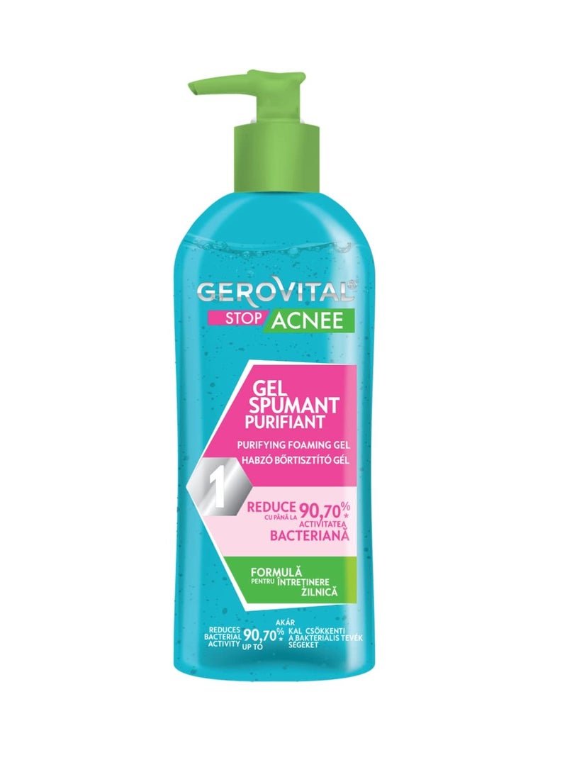 GEROVITAL  - Gerovital STOP ACNE Purifying Foaming Gel for Acne, Clears Blackheads & Unclogs Pores, Salicylic Acid Acne Treatment, Removes Impurities and Excess Sebum, 150 mililiters - Image 1