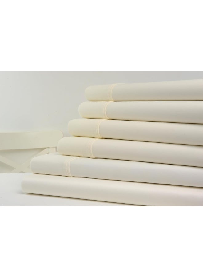 Kathy Ireland - kathy ireland 1200 Thread Count 6 Piece Cotton Rich Sheet Set, Ivory - King - Image 1