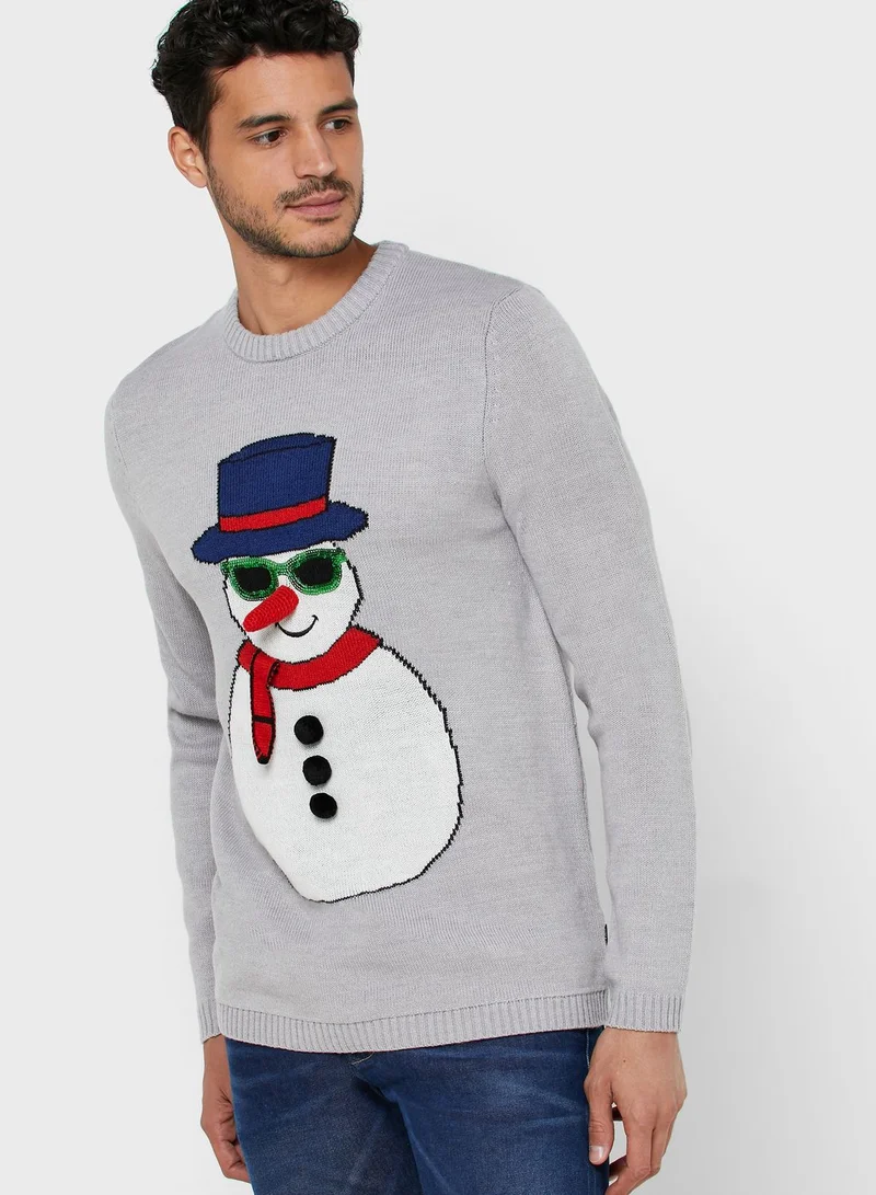 Only & Sons Christmas Snowman Sweater