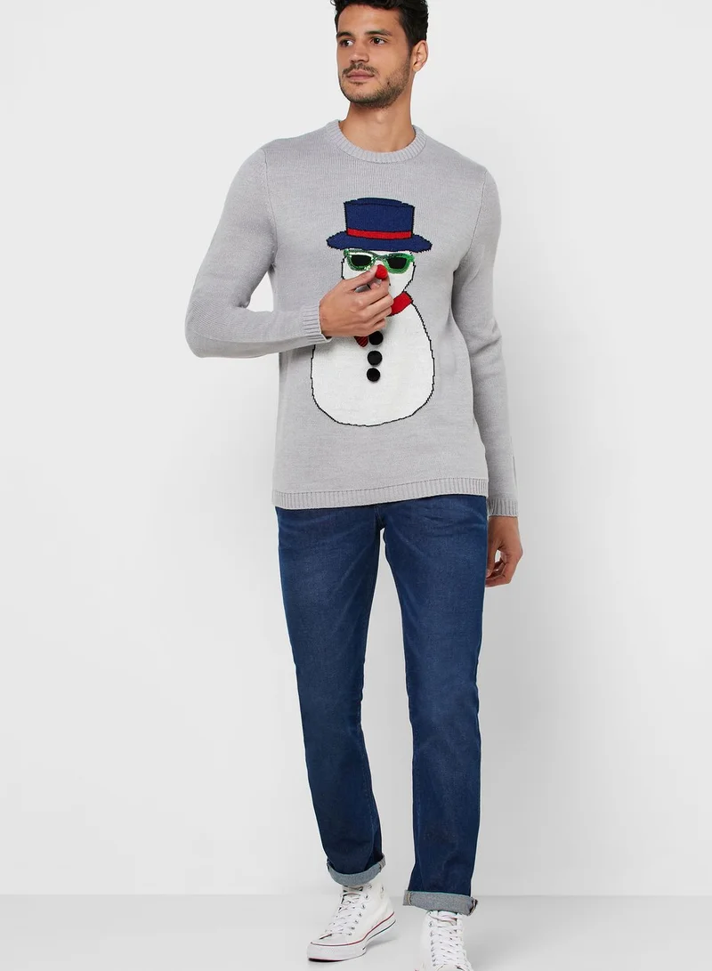 Only & Sons Christmas Snowman Sweater