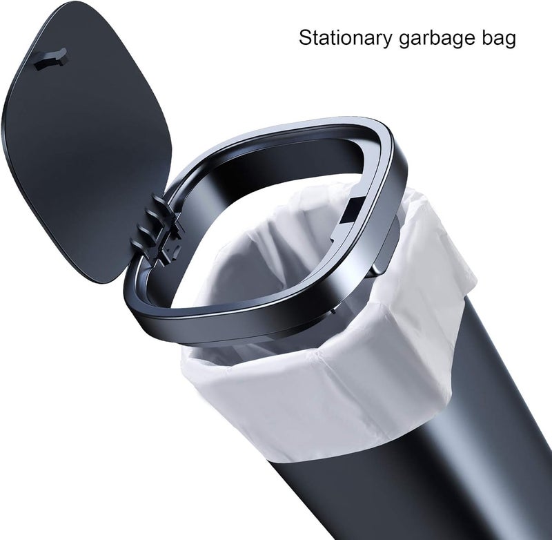 OATSBASF Mini Car Rubbish Bin with Lid and 45 Additional Rubbish Bags - Black - Image 3