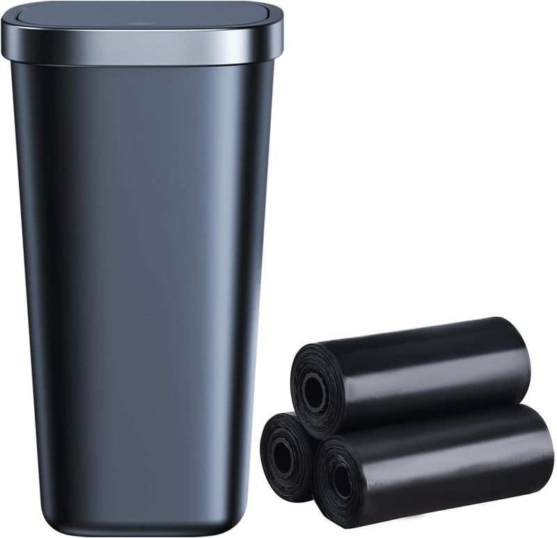 OATSBASF Mini Car Rubbish Bin with Lid and 45 Additional Rubbish Bags - Black - Image 1