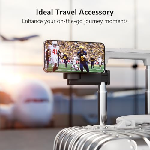 MiiKARE Travel Essentials Magnetic Airplane Phone Holder, Universal Handsfree Phone Mount for Flying with 360 Degree Rotation, Travel Must Haves Phone Stand for Desk, Tray Table, Black - Image 4