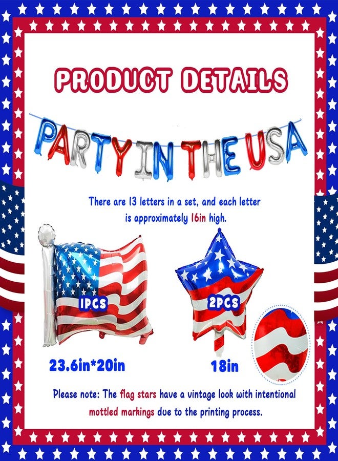 KHC-KHF USA-Balloons Party in the USA Balloons 4th of July Red White Blue Letters Flag Stars Fourth of July Patriotic Veterans Day Election Bday Party Supply - Image 3