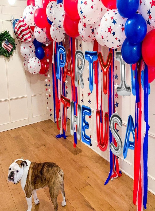 KHC-KHF USA-Balloons Party in the USA Balloons 4th of July Red White Blue Letters Flag Stars Fourth of July Patriotic Veterans Day Election Bday Party Supply - Image 4