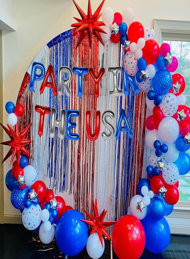 KHC-KHF USA-Balloons Party in the USA Balloons 4th of July Red White Blue Letters Flag Stars Fourth of July Patriotic Veterans Day Election Bday Party Supply - Image 2