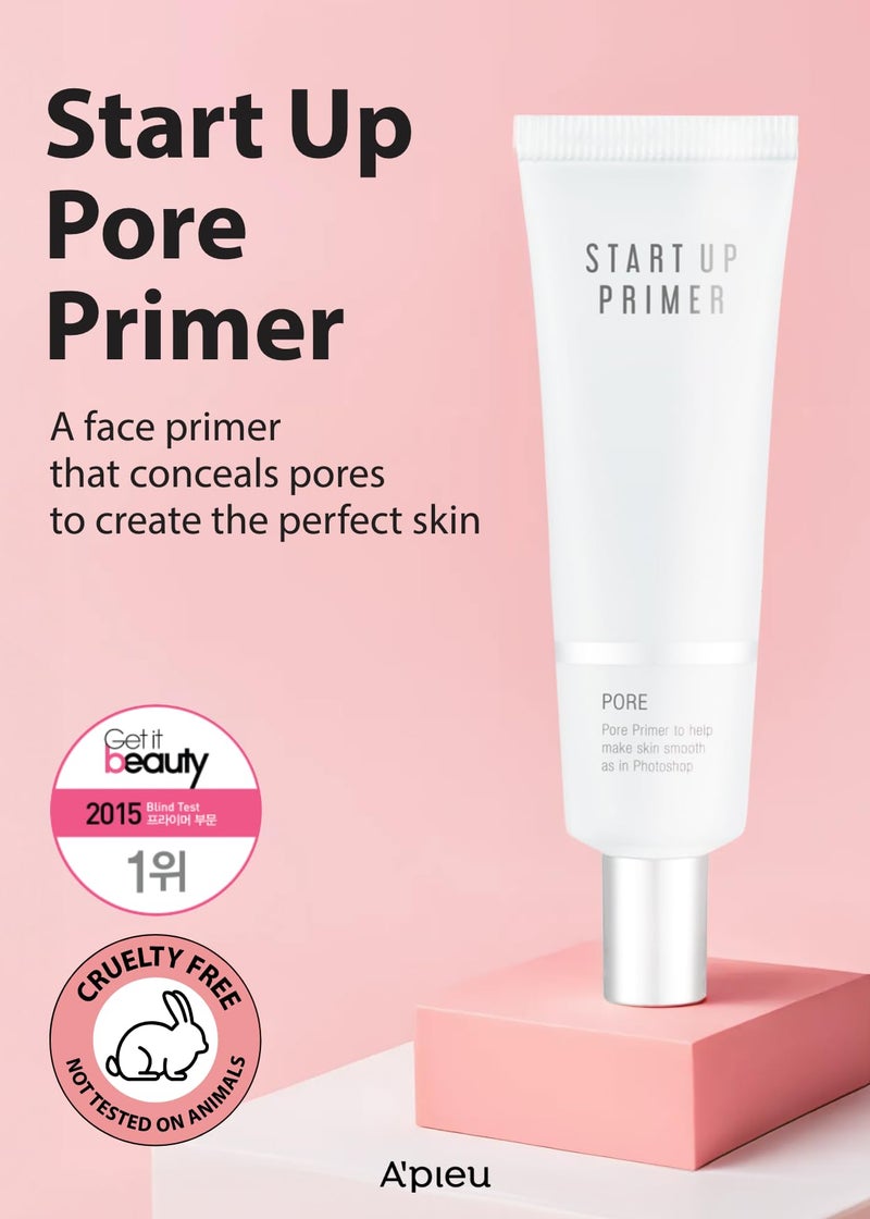 A'PIEU Start Up Pore Primer - Pore Minimizer and Oily Skin Control Formula - Lightweight, Non-Sticky, Hydrating, Wrinkle Filler with Soothing Herbal Extracts - Image 2