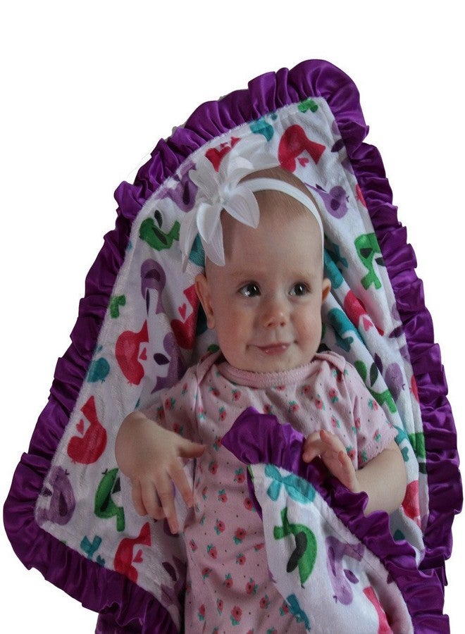 Snuggle Stuffs Baby Girls Reversible Minky Velboa Stroller Blanket (Choose Color) (Birds/Violet) - Image 3