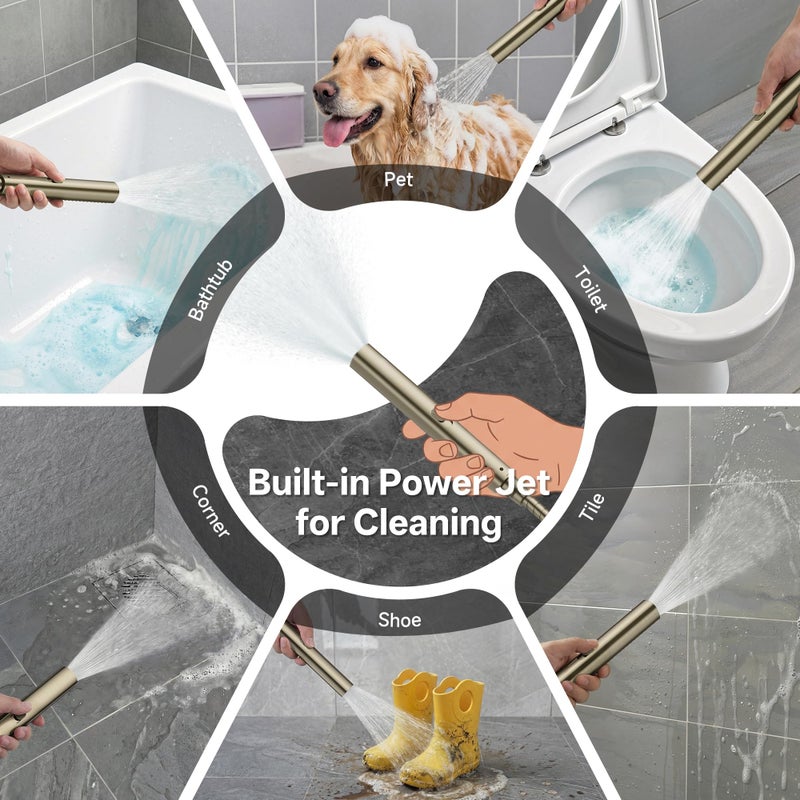Veken All Metal 10" Brushed Nickel Shower Head with Handheld, Luxurious Square High Pressure Double Rain Shower Heads with Power-wash Hand Held, Dual Detachable Rainfall Showerhead,Bathroom Upgrade - Image 2