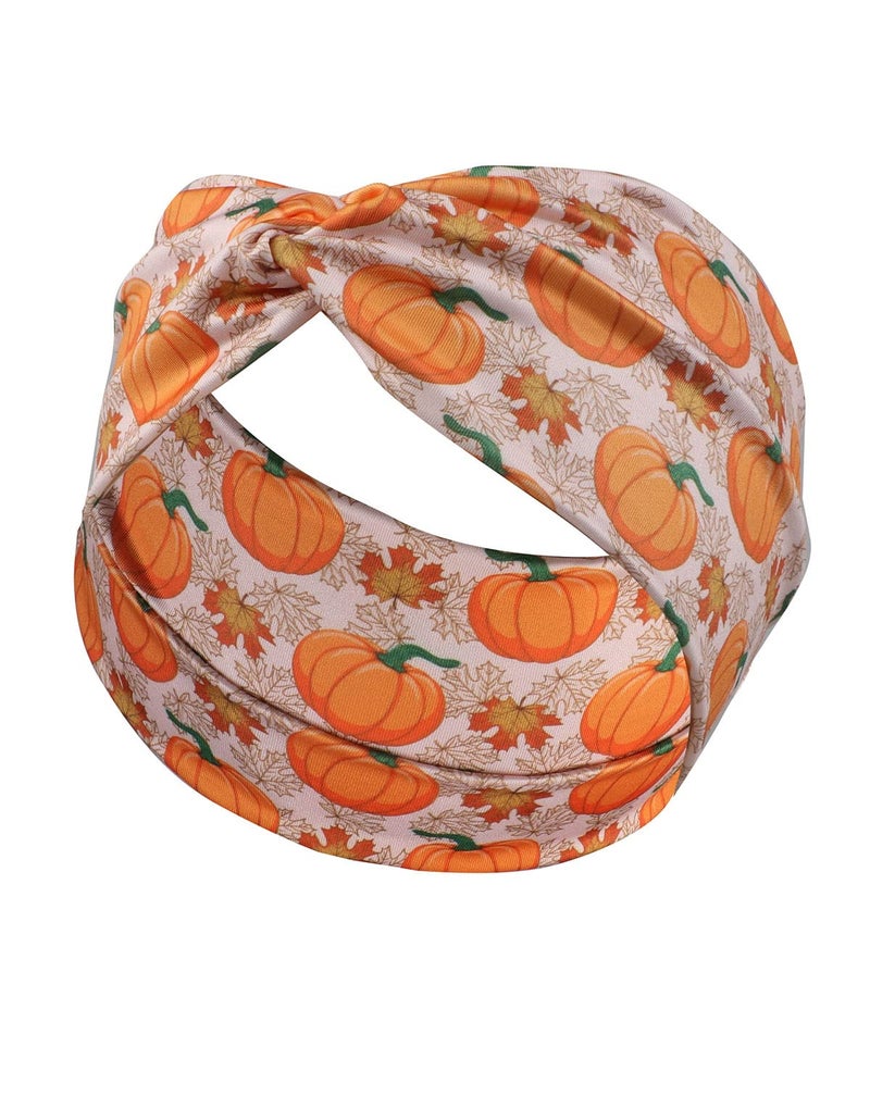 BBTDIN Thanksgiving Turban Pumpkin Headband for Women Girls Thanksgiving Turkey Headwear JHT20 (A1-Pumpkin) - Image 5