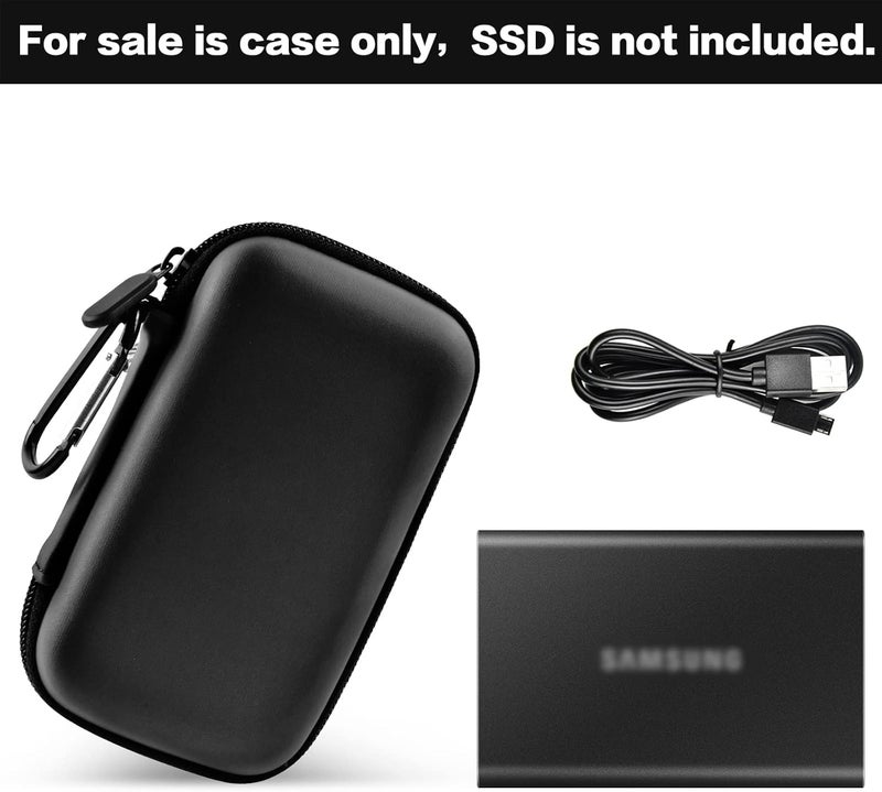PAIYULE Case Compatible with Samsung T7/ T7 Touch Portable SSD 1TB 2TB 500GB USB 3.2 External Solid State Drive, Travel Carrying Storage Organizer Fits for USB Cables and More Accessories (Full Black) - Image 3