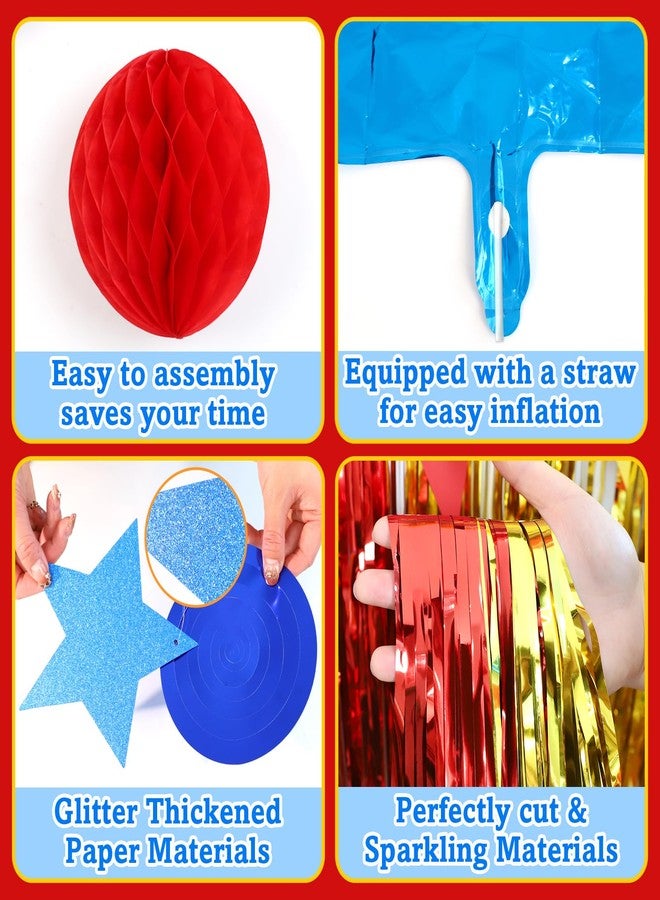 Bolake Happy Birthday Decorations for Boys Men Red and Blue Puppy Birthday Party Supplies Include Happy Birthday Banner Paper Pompoms Fringe Curtain Paw Balloons Hanging Swirls Puppy Dog Birthday Party Decorations - Image 4