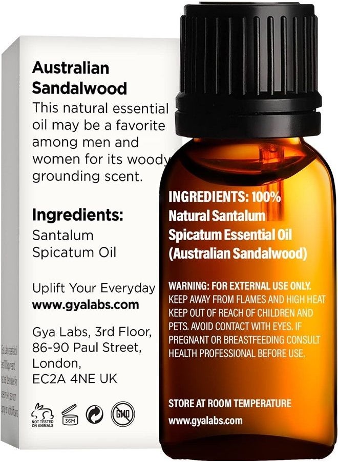 gya labs Australian Sandalwood Essential Oil for Diffuser - 100% Pure & Natural Australian Sandalwood Oil Therapeutic Grade for Skin & Aromatherapy Use - Warm, Woodsy Scent (0.34 Fl Oz)  - Image 2