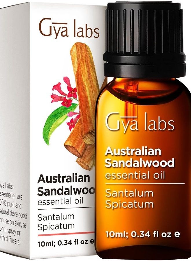 gya labs Australian Sandalwood Essential Oil for Diffuser - 100% Pure & Natural Australian Sandalwood Oil Therapeutic Grade for Skin & Aromatherapy Use - Warm, Woodsy Scent (0.34 Fl Oz)  - Image 1