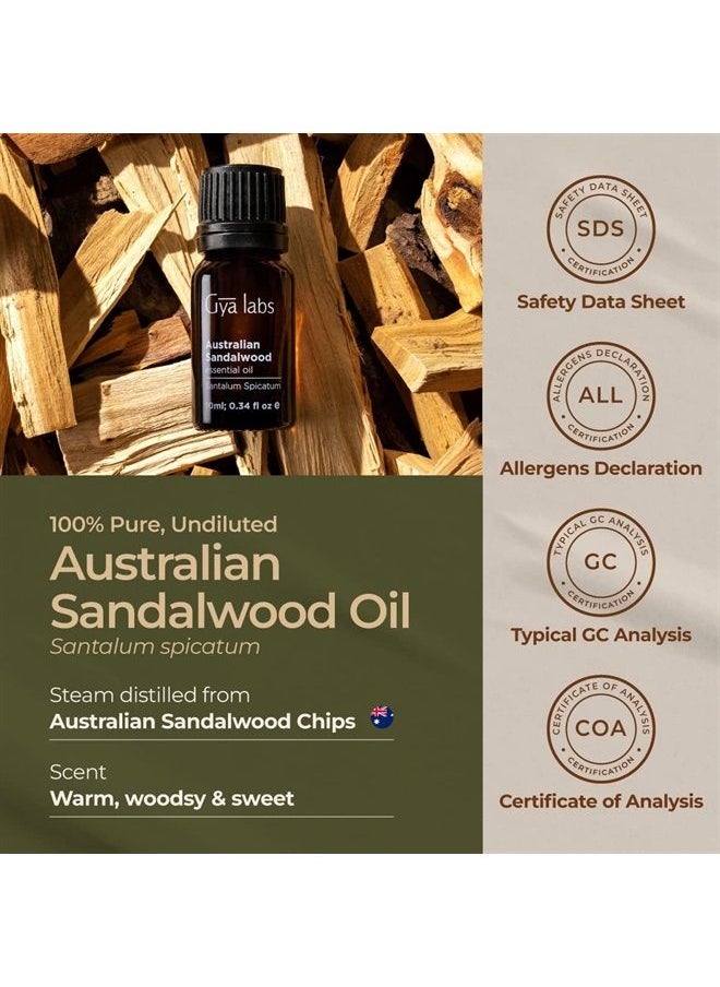 gya labs Australian Sandalwood Essential Oil for Diffuser - 100% Pure & Natural Australian Sandalwood Oil Therapeutic Grade for Skin & Aromatherapy Use - Warm, Woodsy Scent (0.34 Fl Oz)  - Image 4