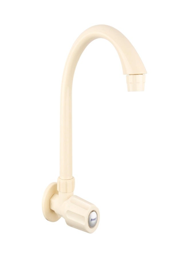 Bluestar PTMT Standard Series High Neck Sink Cock | Wall Mounted Kitchen Tap with Arched Swivel Spout | Foam Flow & 360° Rotation | Rust Proof | UV Resistant & Anti-Scratch (Ivory) - Image 1