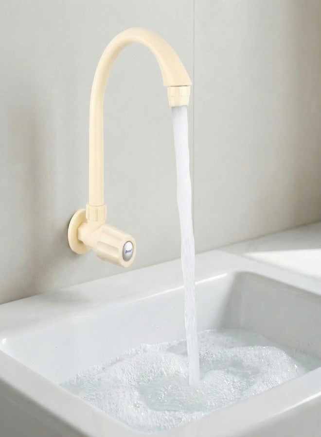 Bluestar PTMT Standard Series High Neck Sink Cock | Wall Mounted Kitchen Tap with Arched Swivel Spout | Foam Flow & 360° Rotation | Rust Proof | UV Resistant & Anti-Scratch (Ivory) - Image 4