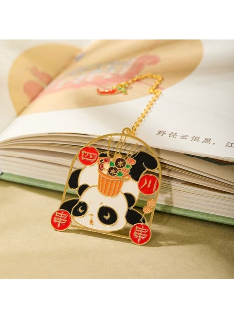 4 Pieces Metal Bookmarks with Chinese Style, Panda Souvenirs, Handheld Gifts, Cultural and Creative Chinese Characteristics Gifts,  Reading Book Lovers Gift Office School Stationery - Image 3