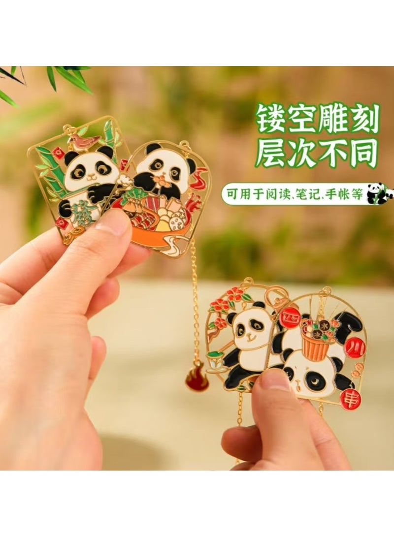 4 Pieces Metal Bookmarks with Chinese Style, Panda Souvenirs, Handheld Gifts, Cultural and Creative Chinese Characteristics Gifts,  Reading Book Lovers Gift Office School Stationery - Image 5