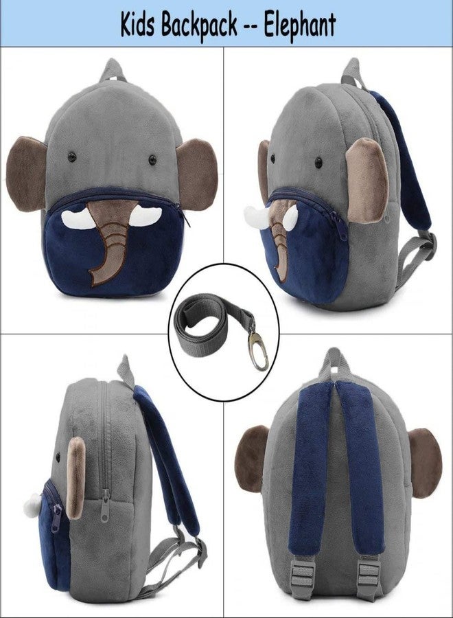 Frantic Kids Soft Cartoon Animal Travelling School Bag Soft Plush Standard 2 Compartment Backpack Boys Girls Baby For 2 To 5 Years Boys/Girls Nursery, Preschool, Picnic(Blue_Elephant) Small, 10 Liter - Image 3