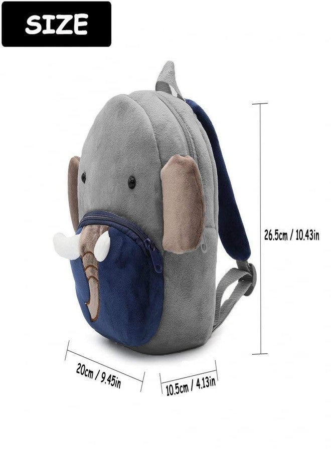 Frantic Kids Soft Cartoon Animal Travelling School Bag Soft Plush Standard 2 Compartment Backpack Boys Girls Baby For 2 To 5 Years Boys/Girls Nursery, Preschool, Picnic(Blue_Elephant) Small, 10 Liter - Image 2