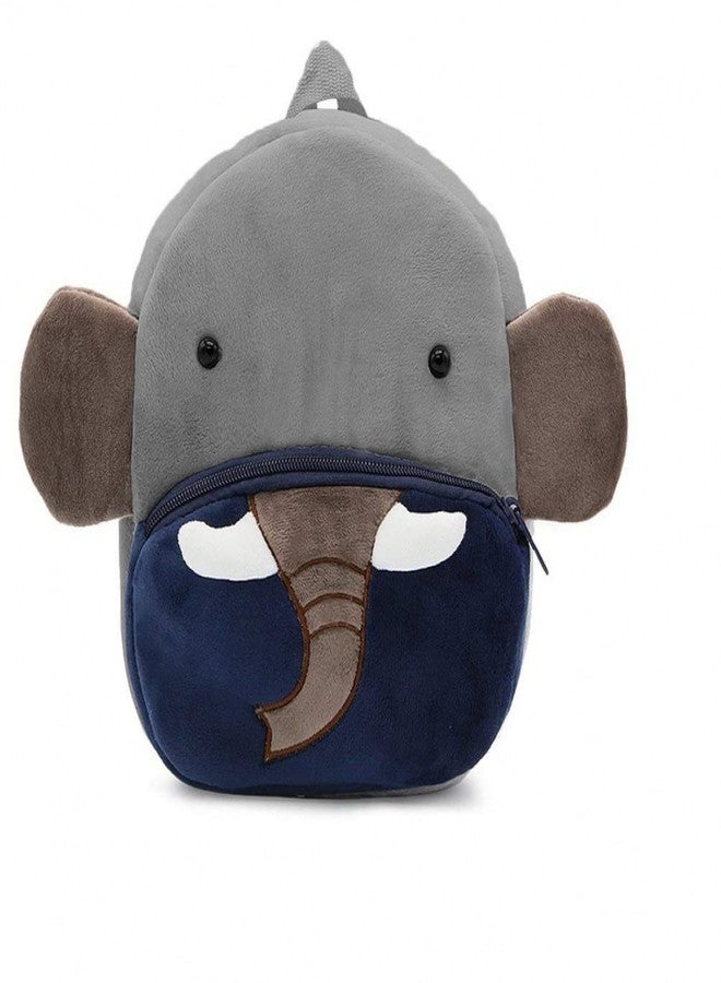 Frantic Kids Soft Cartoon Animal Travelling School Bag Soft Plush Standard 2 Compartment Backpack Boys Girls Baby For 2 To 5 Years Boys/Girls Nursery, Preschool, Picnic(Blue_Elephant) Small, 10 Liter - Image 1