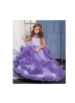 Daddy's Angel Beautiful V-Back Luxury Pageant Tulle Ball Gowns for Girls Purple Color  - Image 2