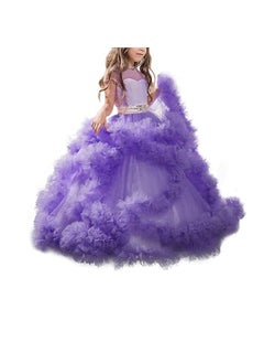 Daddy's Angel Beautiful V-Back Luxury Pageant Tulle Ball Gowns for Girls Purple Color  - Image 1