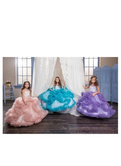 Daddy's Angel Beautiful V-Back Luxury Pageant Tulle Ball Gowns for Girls Purple Color  - Image 3