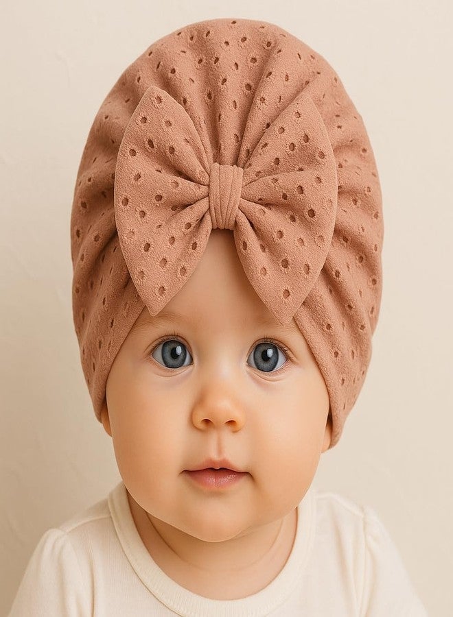 التعارف ANNA CREATIONS قطعة واحدة من ربطات الشعر الناعمة الممتازة على شكل فيونكة للفتيات الصغيرات، عصابات رأس مطاطية قابلة للتمدد، إكسسوارات شعر للأطفال (بني) - Image 5